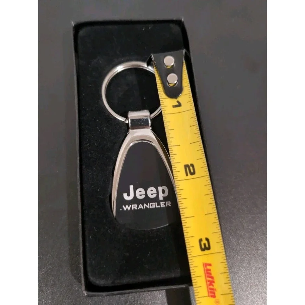 JEEP WRANGLER BLACK/CHROME TEARDROP KEY CHAIN RING OFFICIALLY LICENSED MOPAR NEW